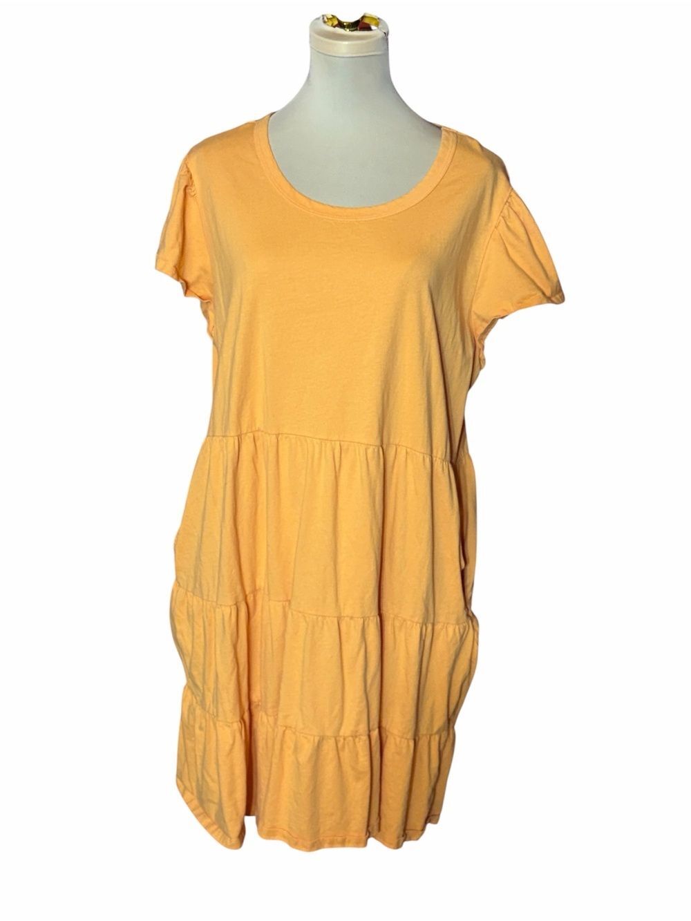 Time and Tru Tiered Midi Dress XL Orange Short Sleeve Casual Summer Dress